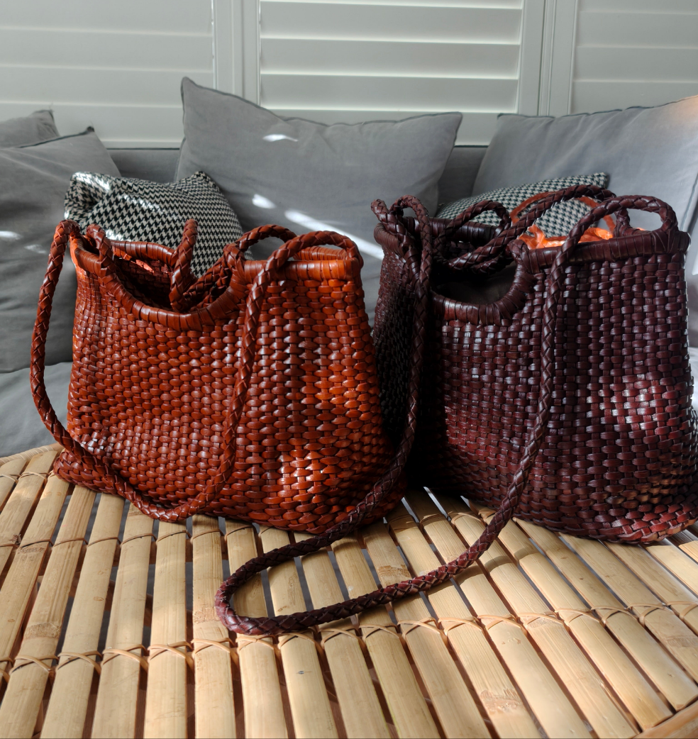 Isabella - Geflochtene Tasche aus Rindsleder im französischen Retro-Stil mit TOP LAYER