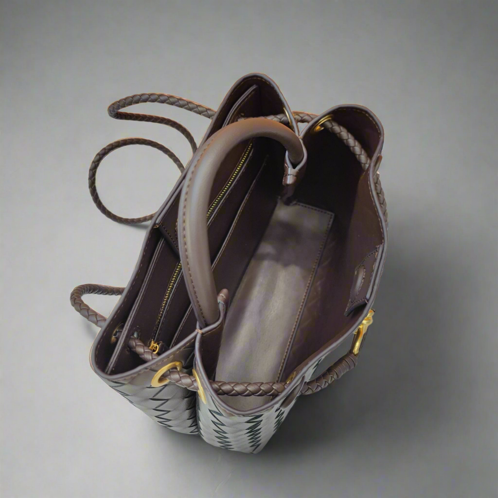 Jade - Crosswoven Leather Shoulder Bag – Dual Compartment