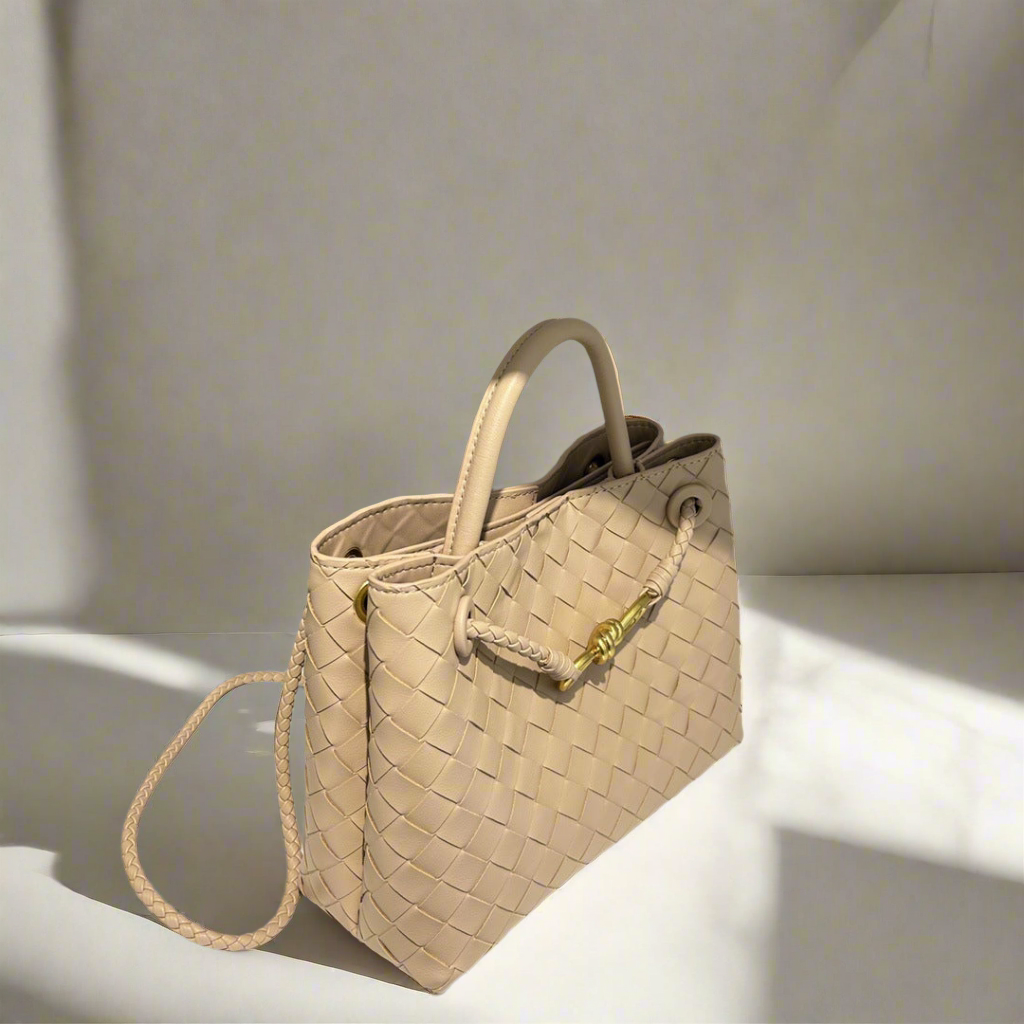 Jade - Crosswoven Leather Shoulder Bag – Dual Compartment