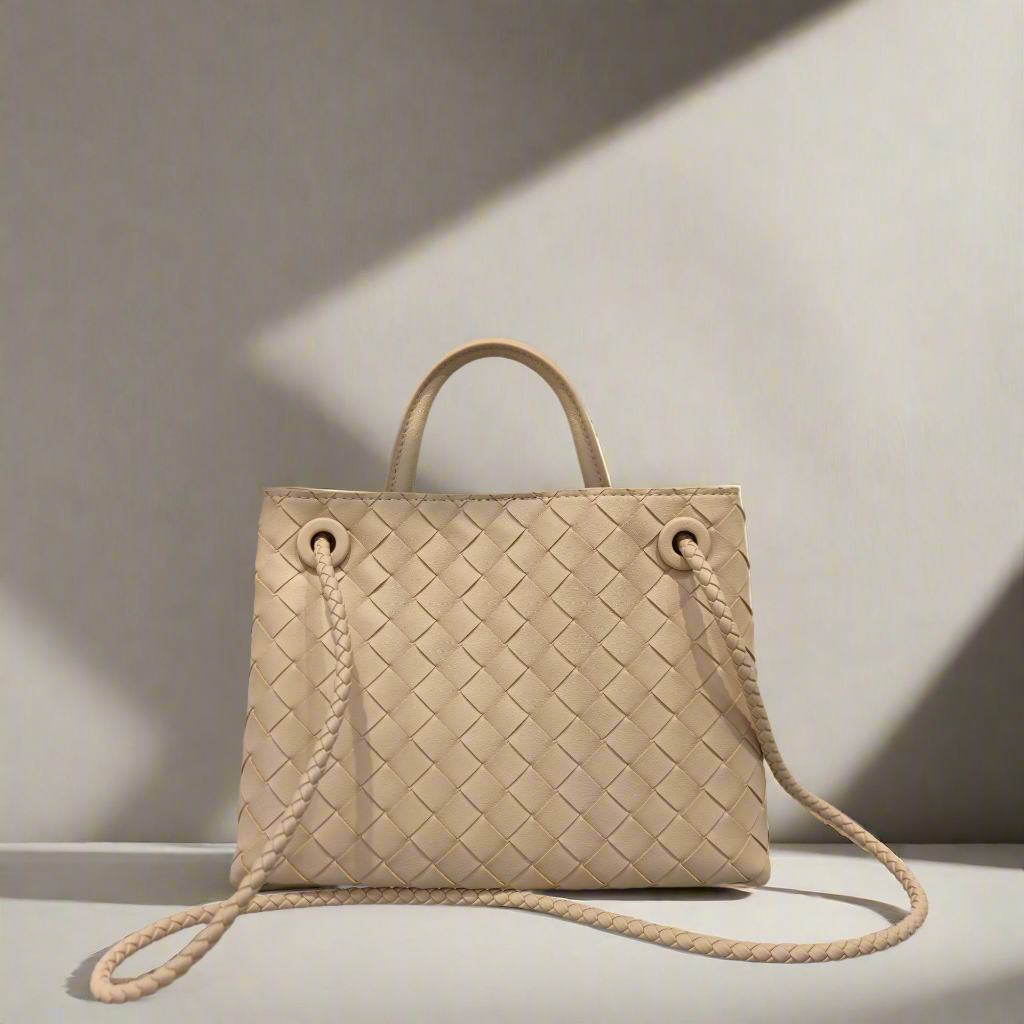 Jade - Crosswoven Leather Shoulder Bag – Dual Compartment