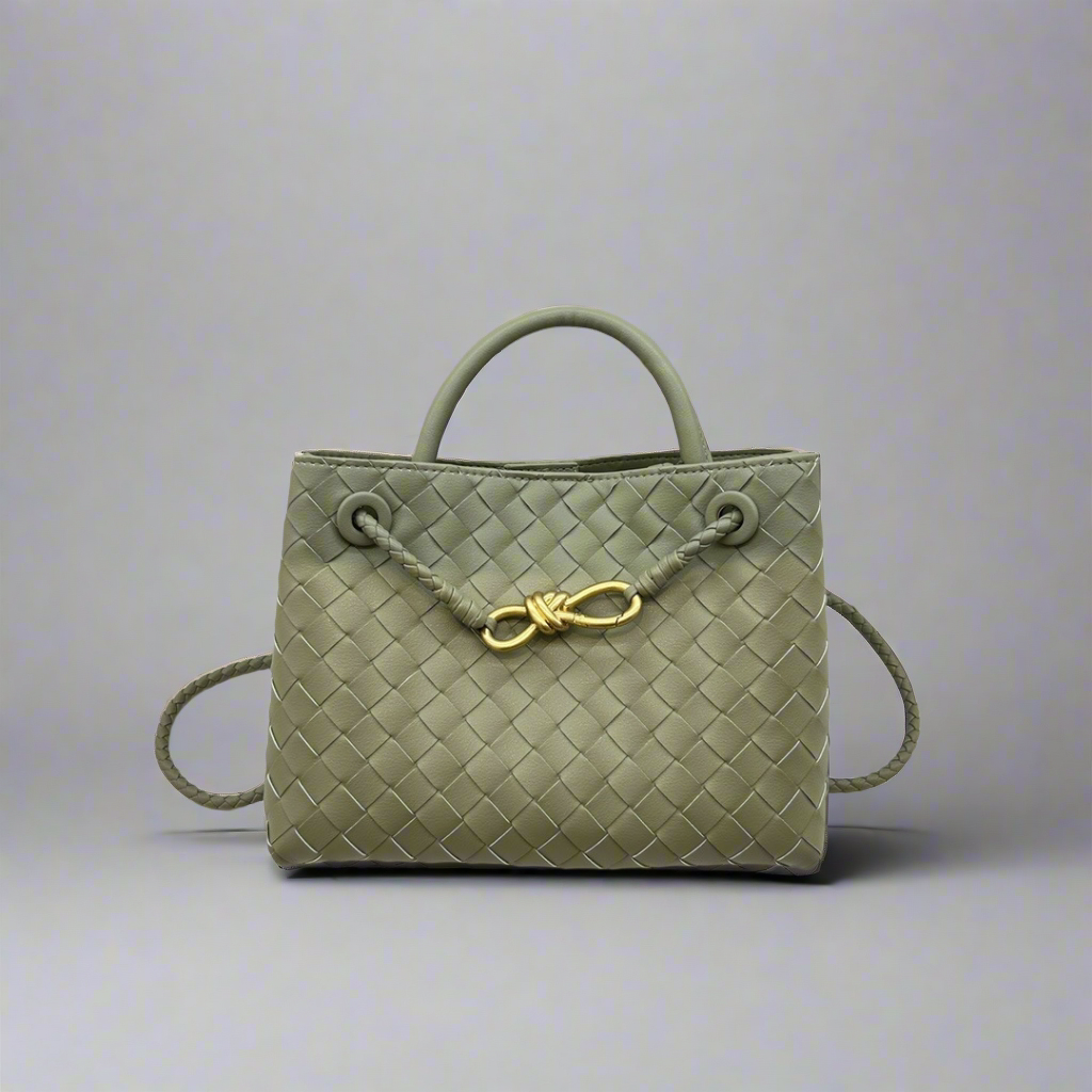Jade - Crosswoven Leather Shoulder Bag – Dual Compartment