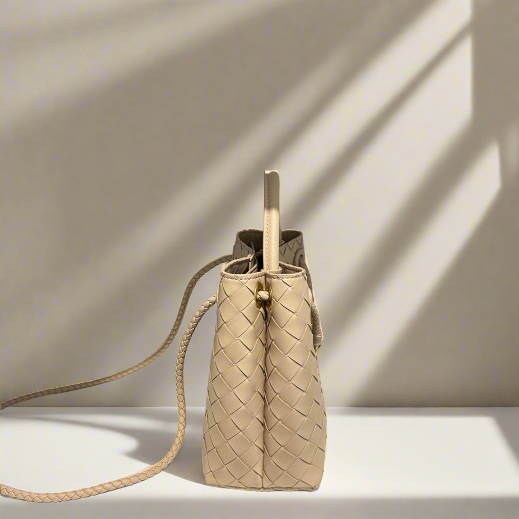 Jade - Crosswoven Leather Shoulder Bag – Dual Compartment