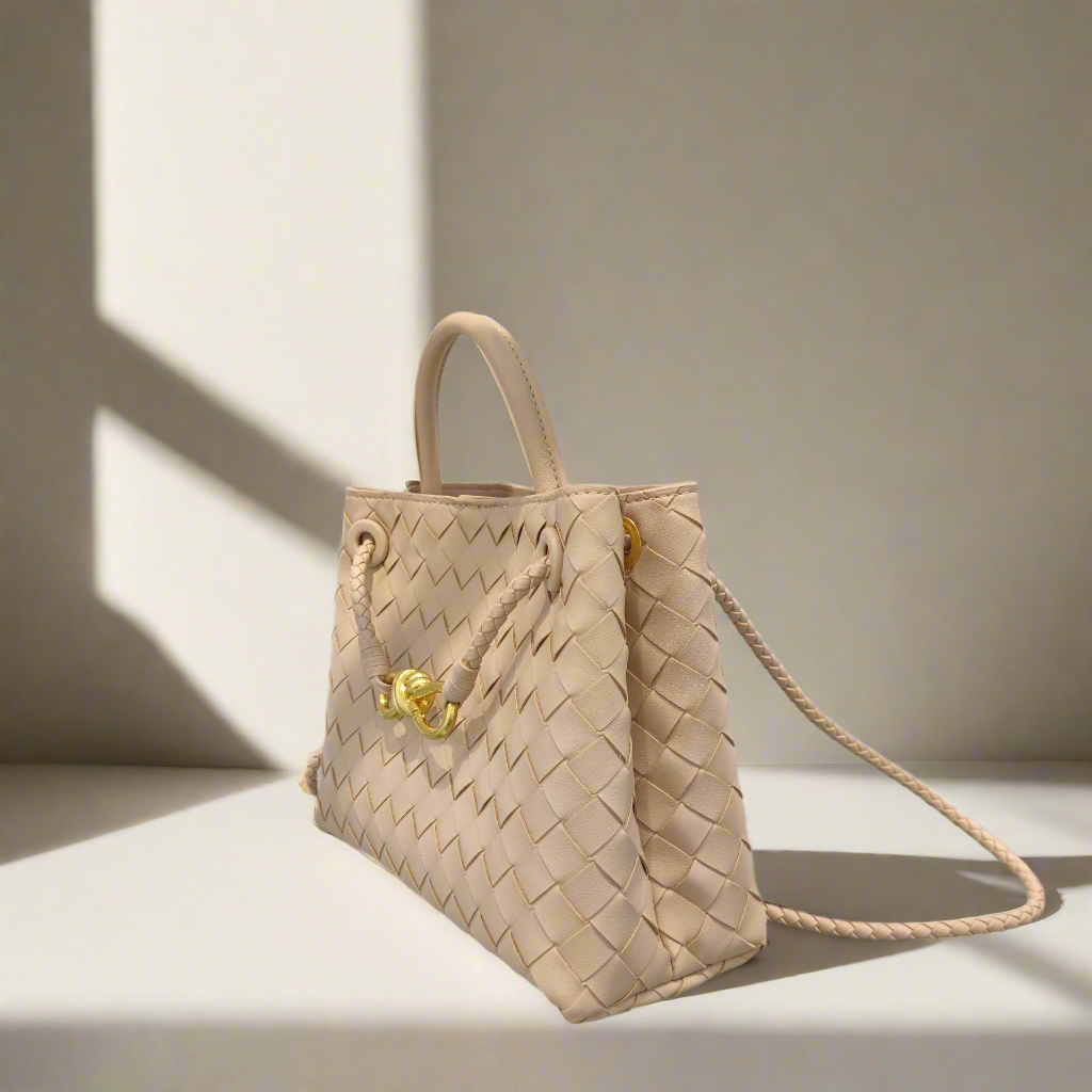 Jade - Crosswoven Leather Shoulder Bag – Dual Compartment