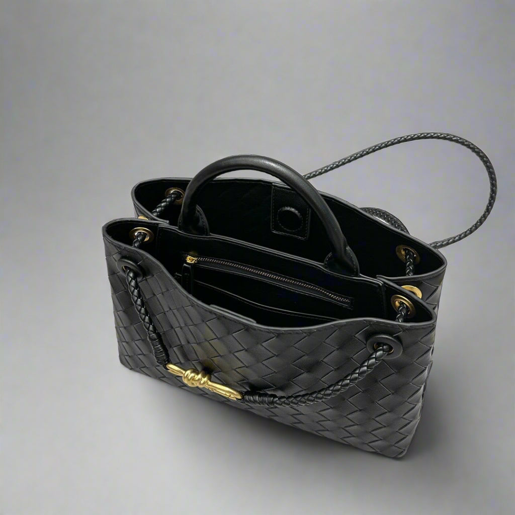 Aria - Crosswoven Leather Shoulder Bag – Dual Compartment