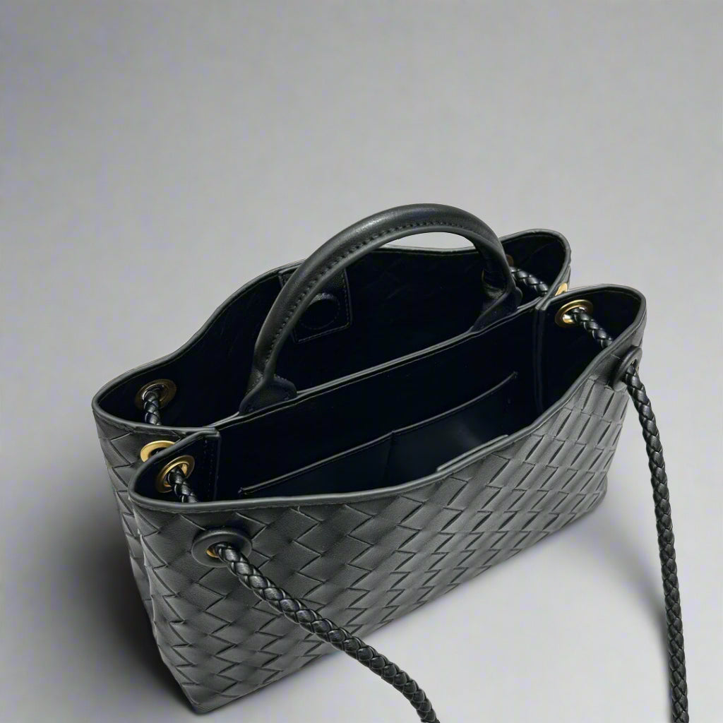 Aria - Crosswoven Leather Shoulder Bag – Dual Compartment