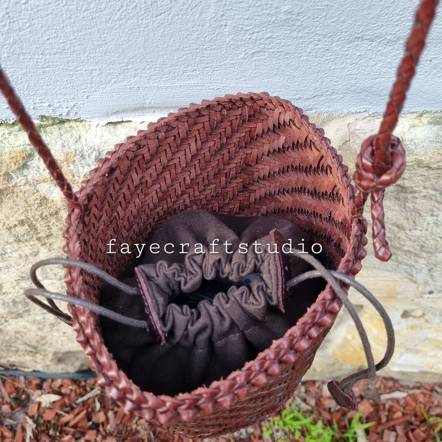 Serena - Handmade retro leather woven top layer cowhide crossbody bucket bag