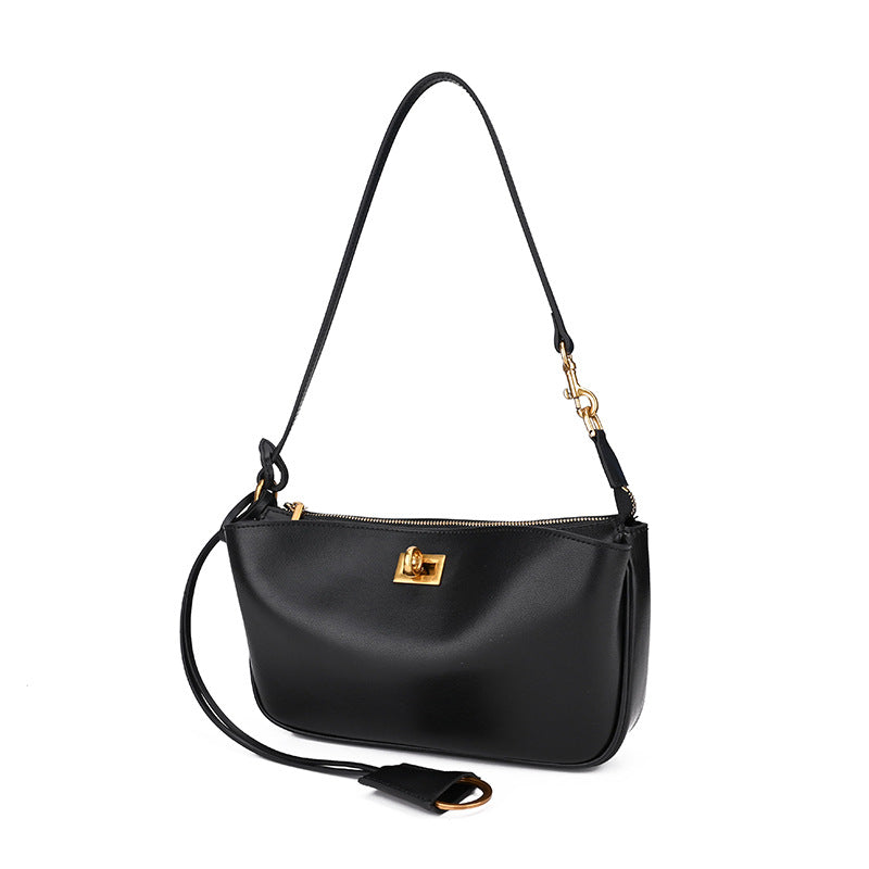 Locklyn – Leather Shoulder Bag with Turn-Lock Front Pocket
