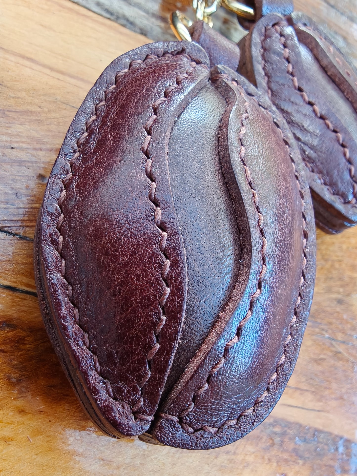 Coffee Bean Handmade Leather Charm / Key Ring
