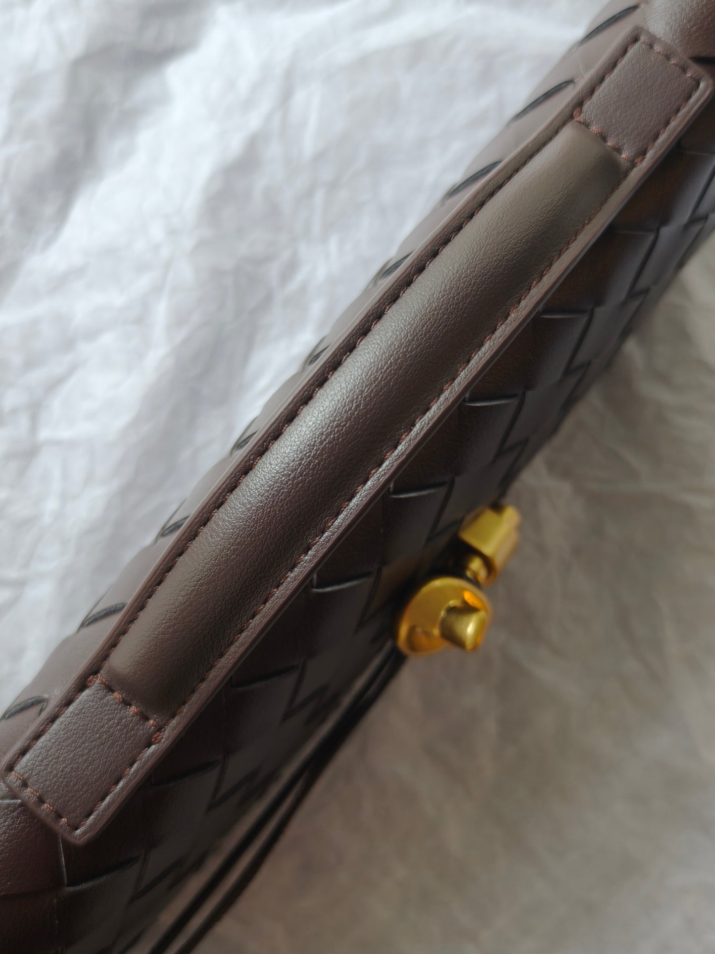 Kiva – Woven Leather Baguette Bag with Pin Lock Closure
