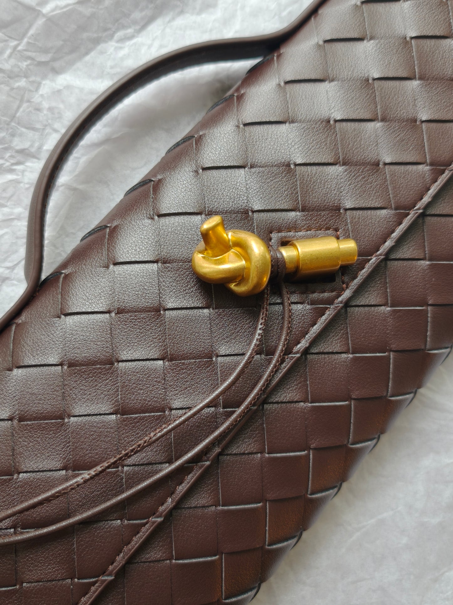 Kiva – Woven Leather Baguette Bag with Pin Lock Closure