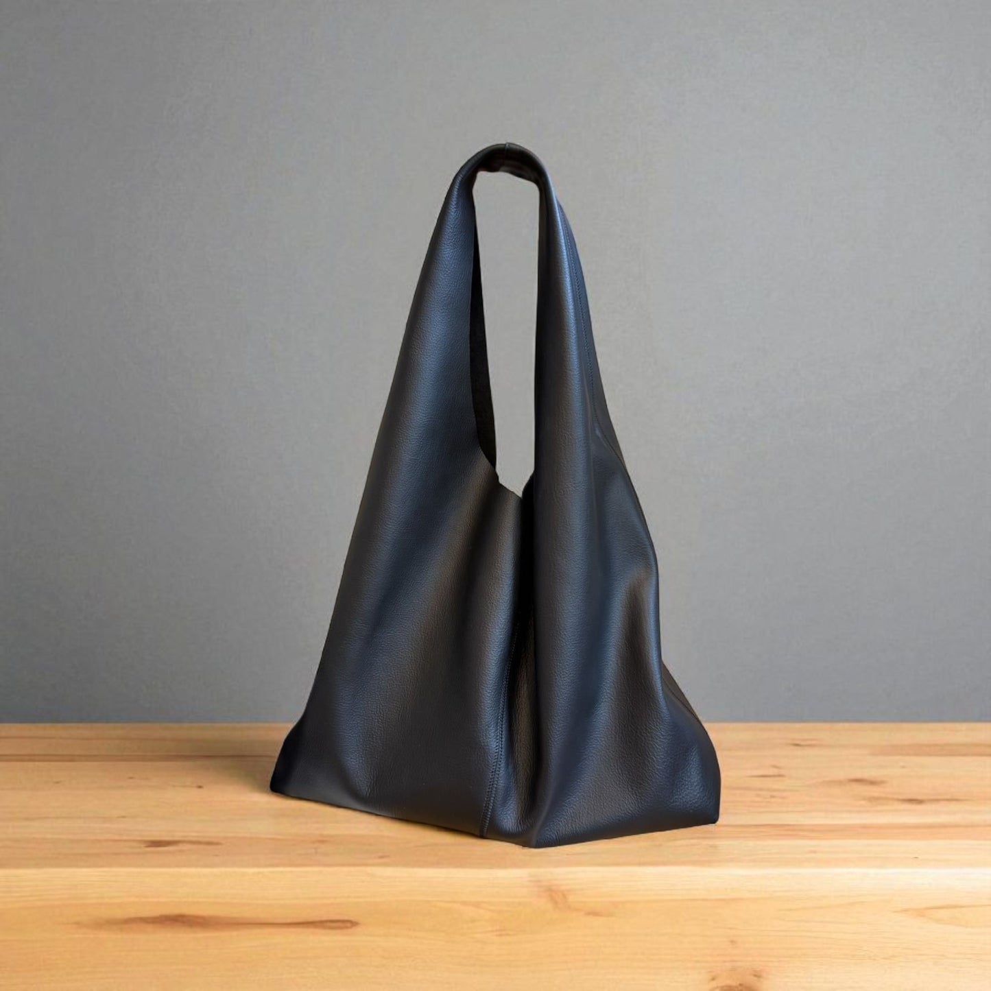 Kai - Large-Capacity Slouchy Tote Bag, Full-Grain Leather, Minimalist Style
