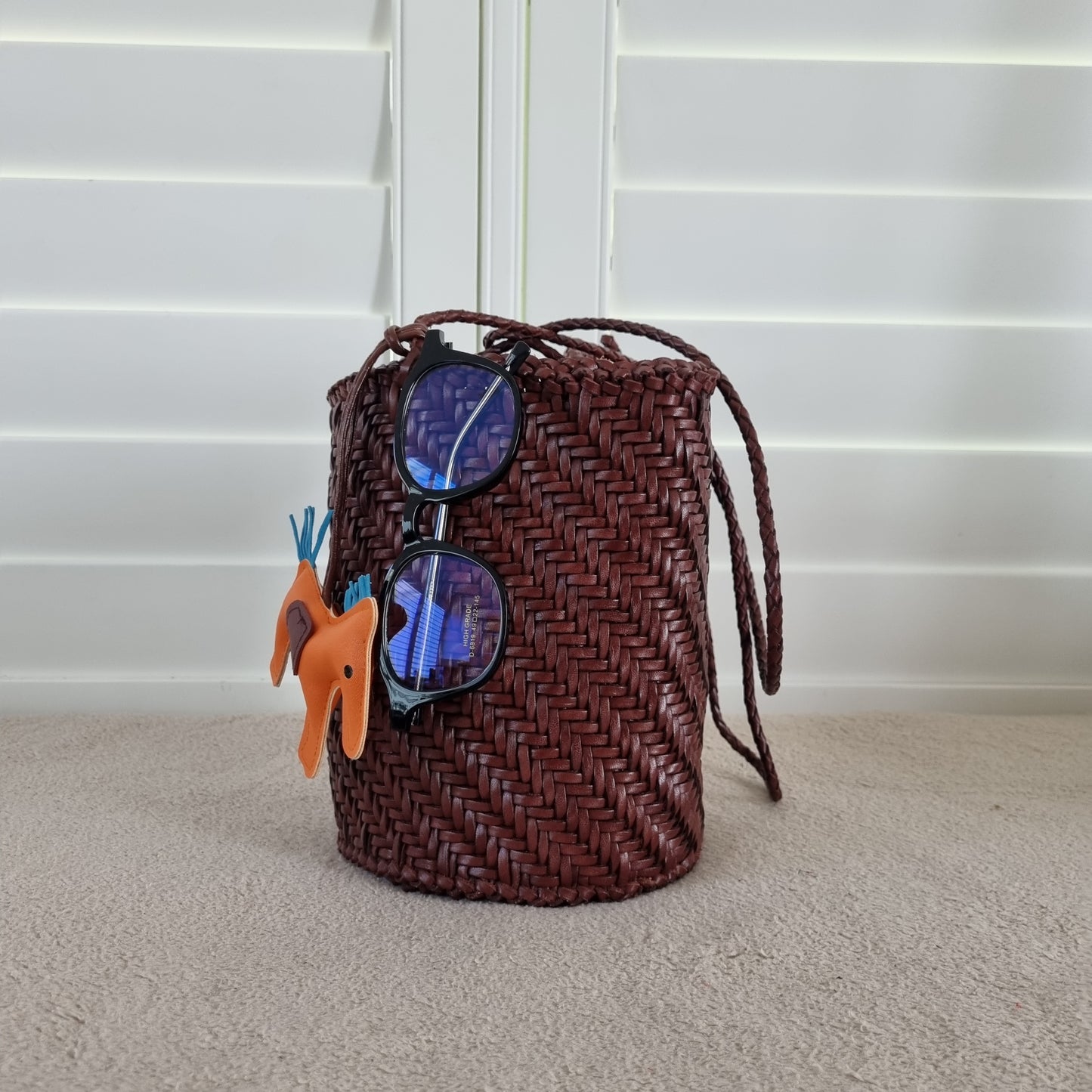 Serena - Handmade retro leather woven top layer cowhide crossbody bucket bag