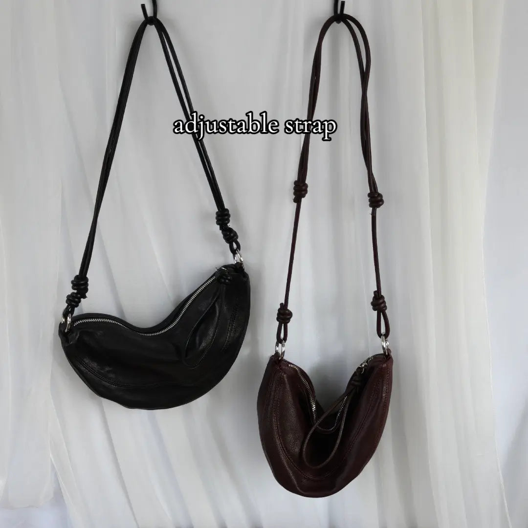 Solara - Genuine Leather Crescent Saddle Bag – Women's Crossbody Shoulder Bag