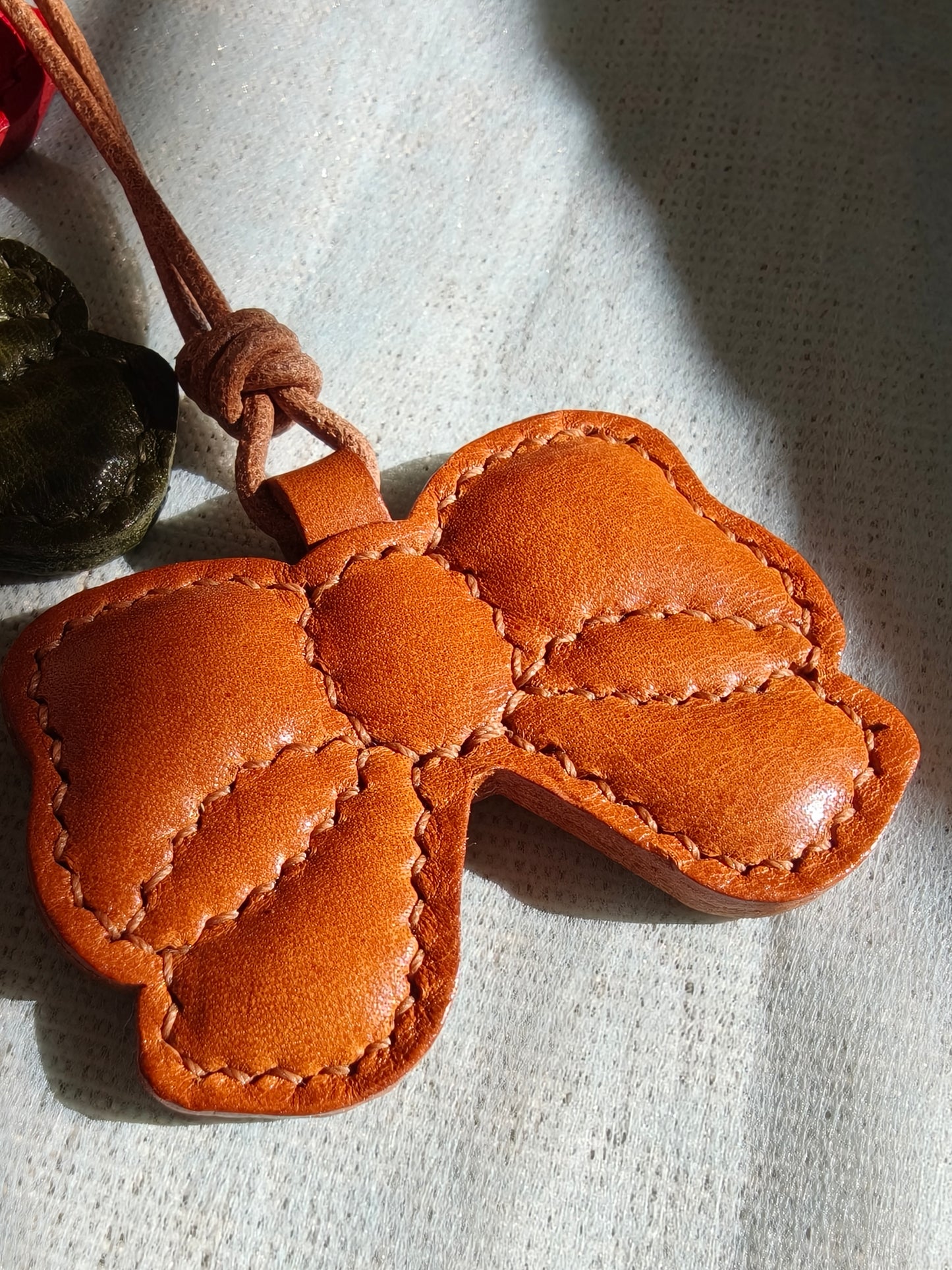 Butterfly Charm - 100% handmade with full grain leather. (7-10 days crafting time)