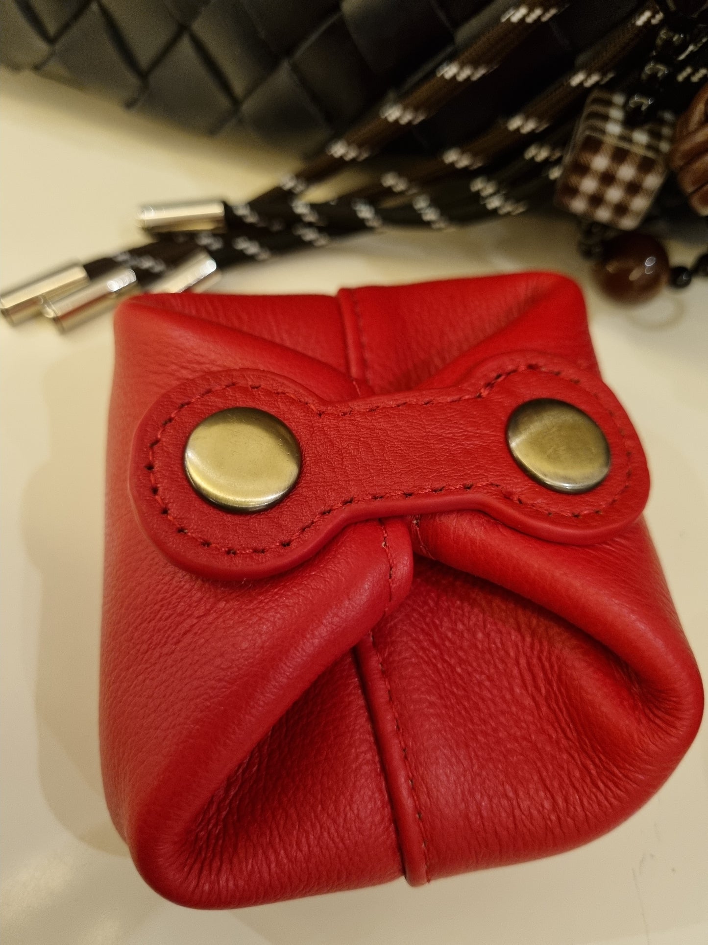 Abby- Genuine leather Square Coin Purse/Lipstick Pouch