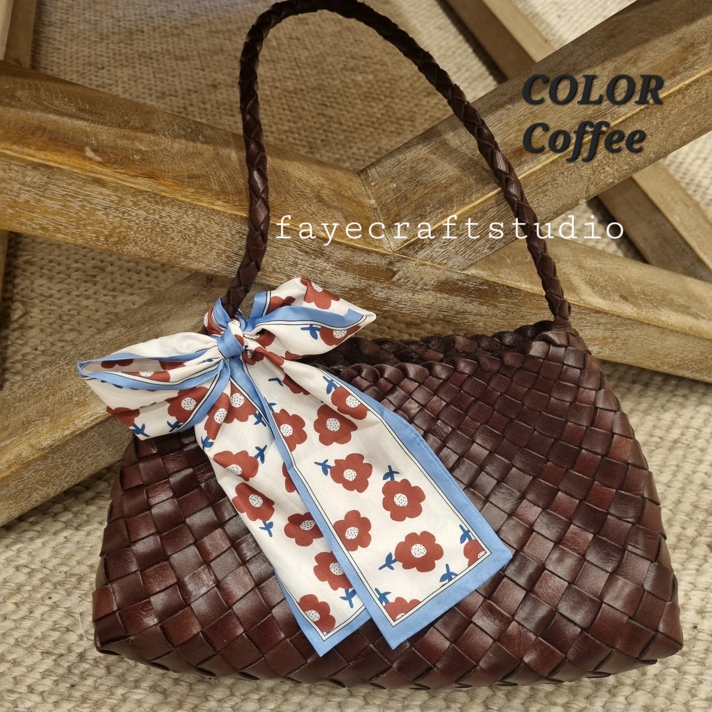 Handmade full leather cowhide shoulder bag with single strap, retro-inspired style in coffee color.