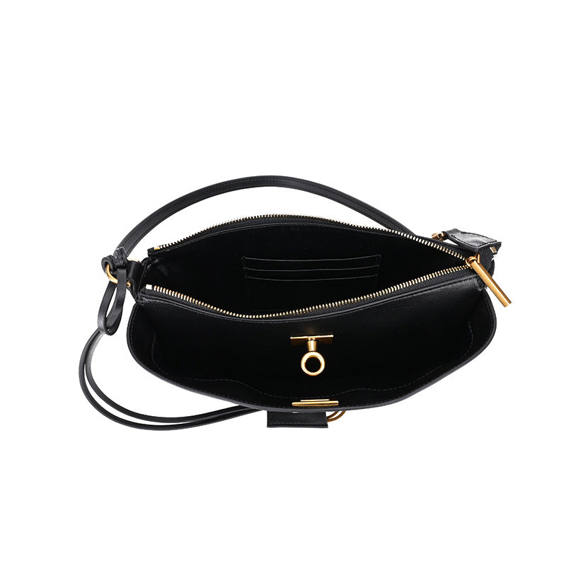Locklyn – Leather Shoulder Bag with Turn-Lock Front Pocket