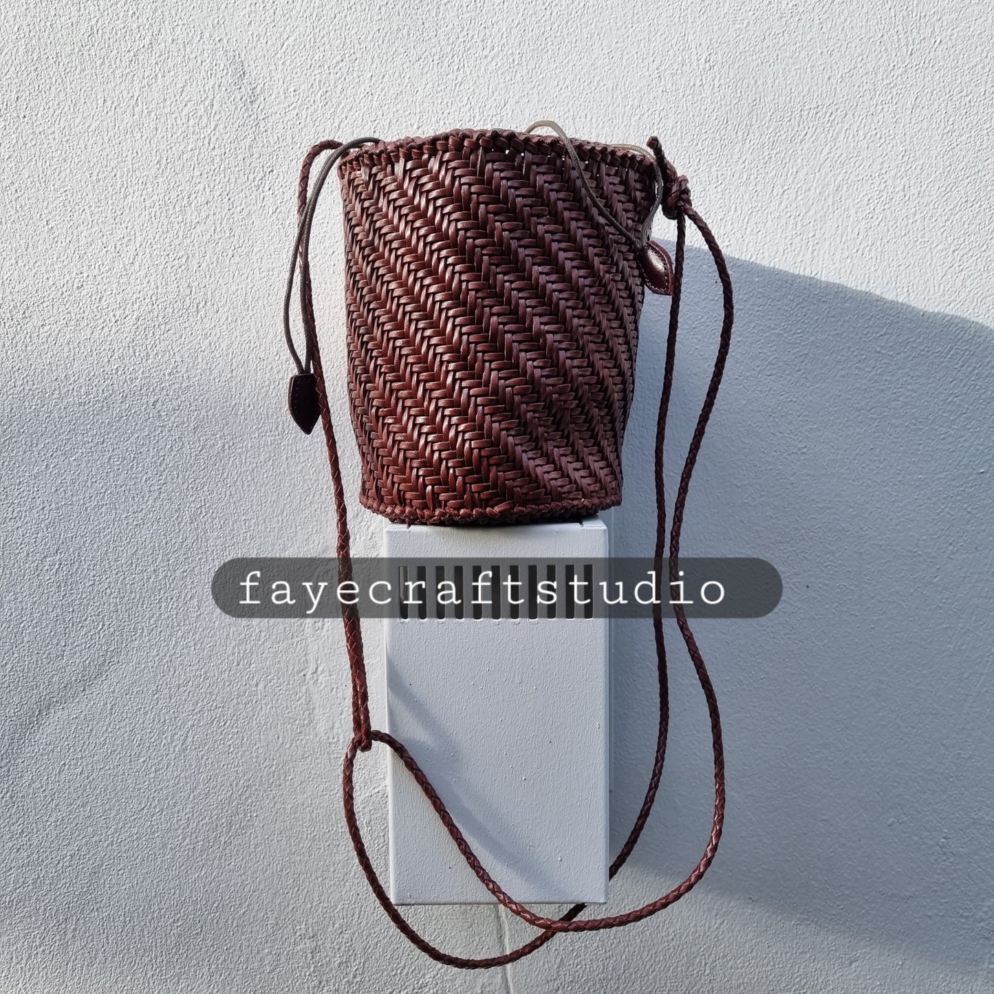 Serena - Handmade retro leather woven top layer cowhide crossbody bucket bag