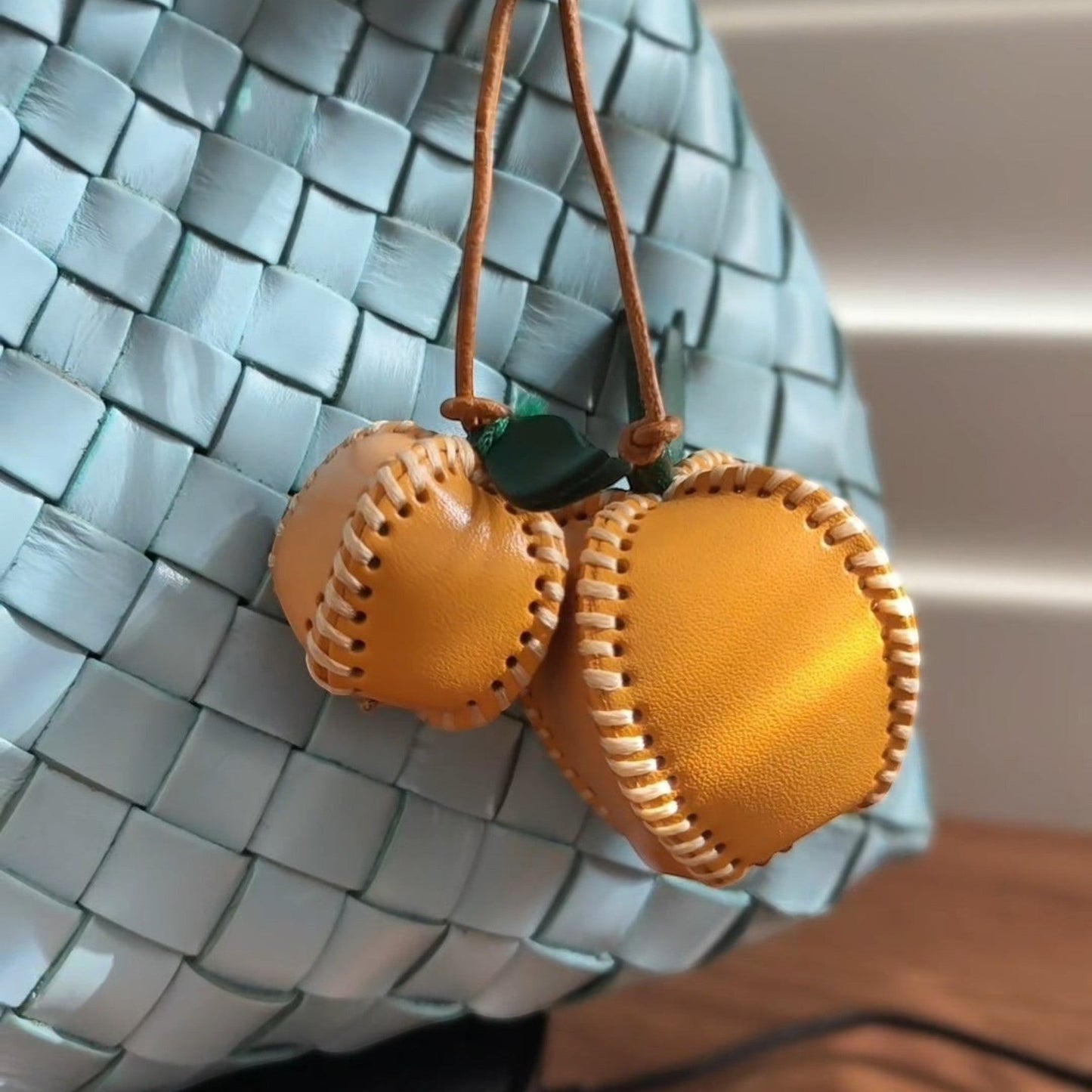 Apple Handmade Faux Leather Bag Charm