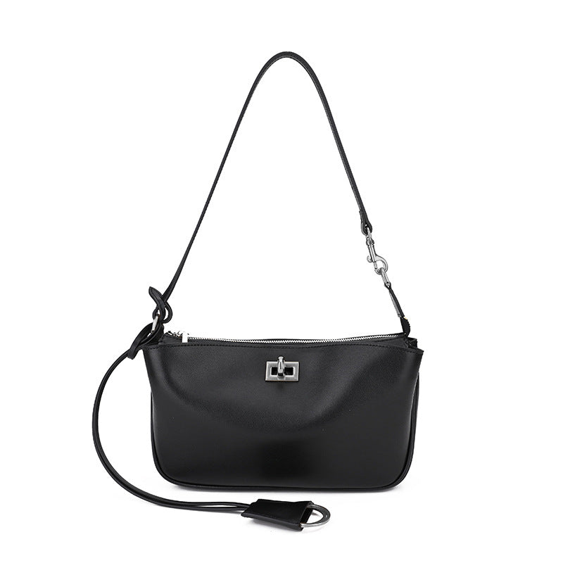 Locklyn – Leather Shoulder Bag with Turn-Lock Front Pocket