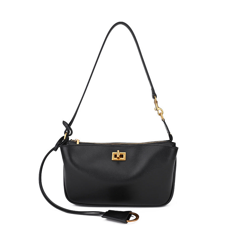 Locklyn – Leather Shoulder Bag with Turn-Lock Front Pocket