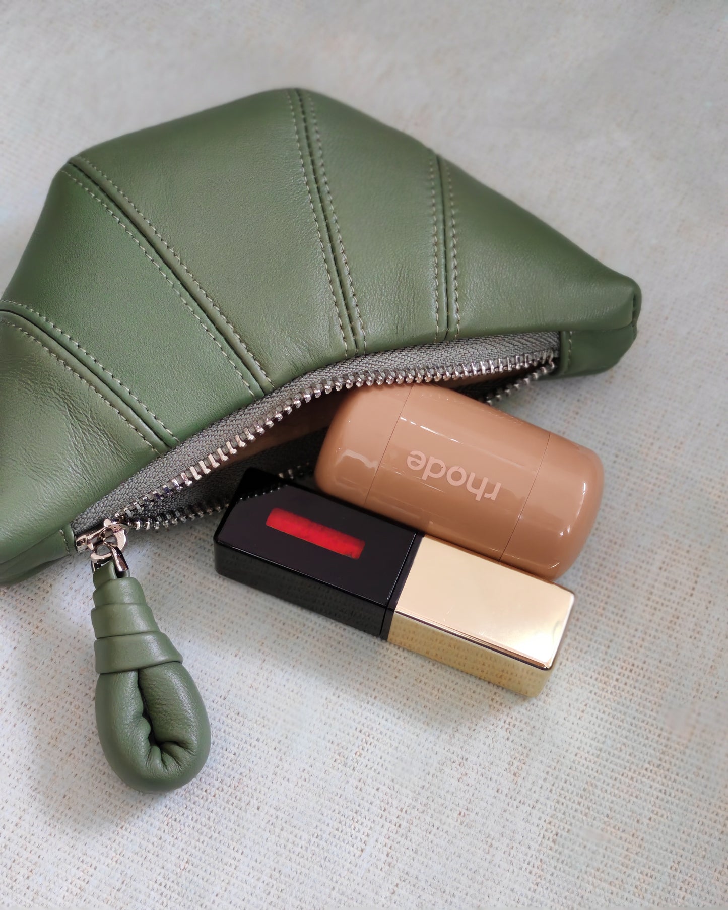 Sheepskin Mini Crescent Coin Purse/Lipstick Pouch