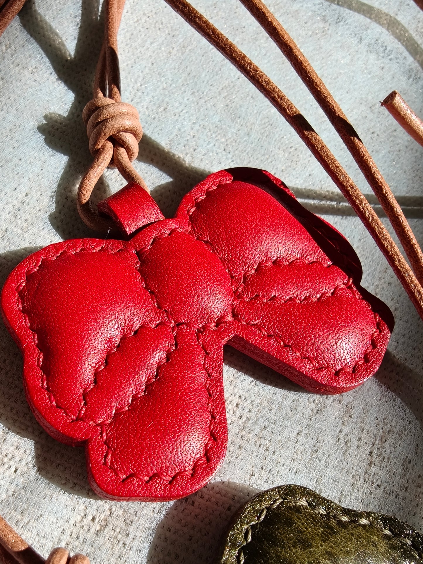 Butterfly Charm - 100% handmade with full grain leather. (7-10 days crafting time)