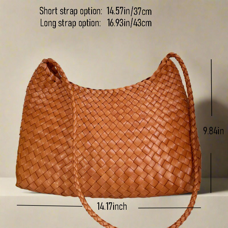 Isabella - French style retro TOP LAYER cowhide leather woven bag