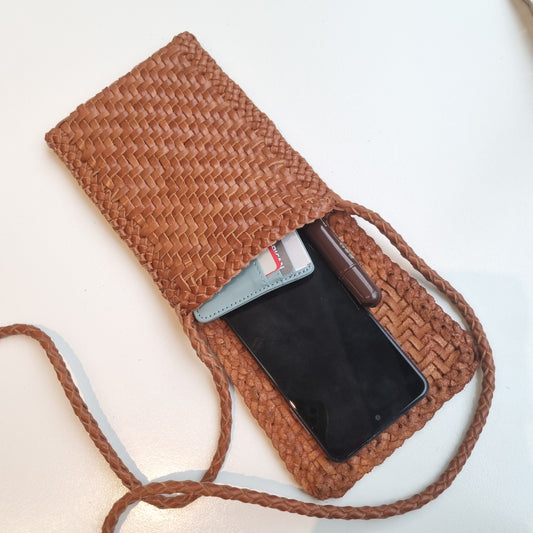 Parker - Leather Woven Phone Sling Bag