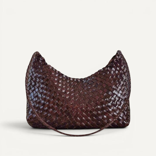 leather hand woven large shoulder crossbody crescent hobo bag