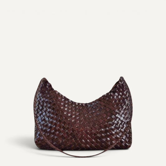 leather hand woven large shoulder crossbody crescent hobo bag