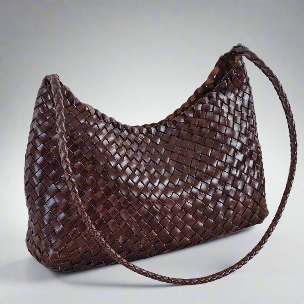 Isabella - French style retro TOP LAYER cowhide leather woven bag