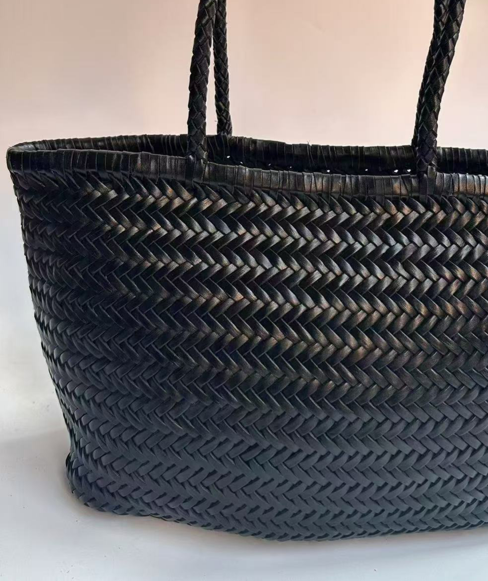 Lana - 100 % handgemachte echte TOP LAYER Rindsleder gewebt Leder Umhängetasche, Gemüsekorb, Einkaufstasche
