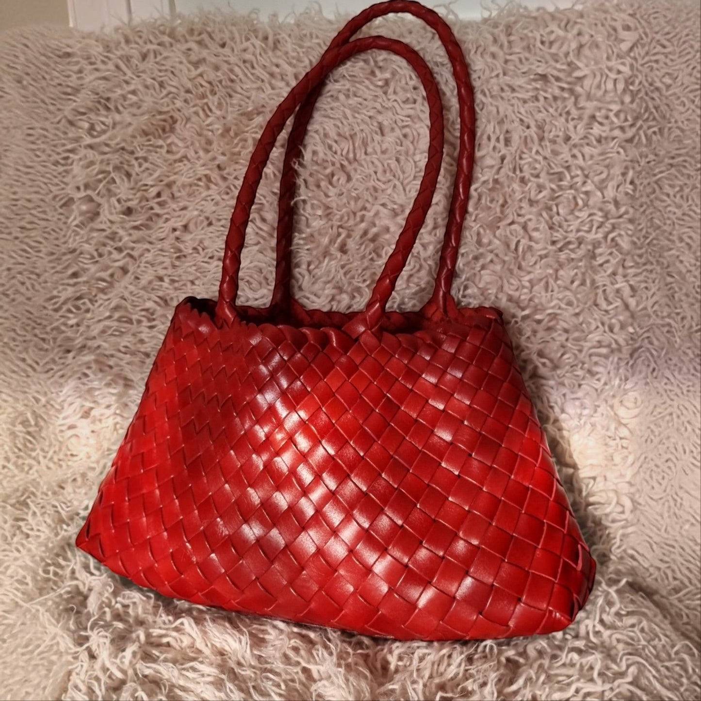 Opal Woven Full-Grain Leather Tote Bag