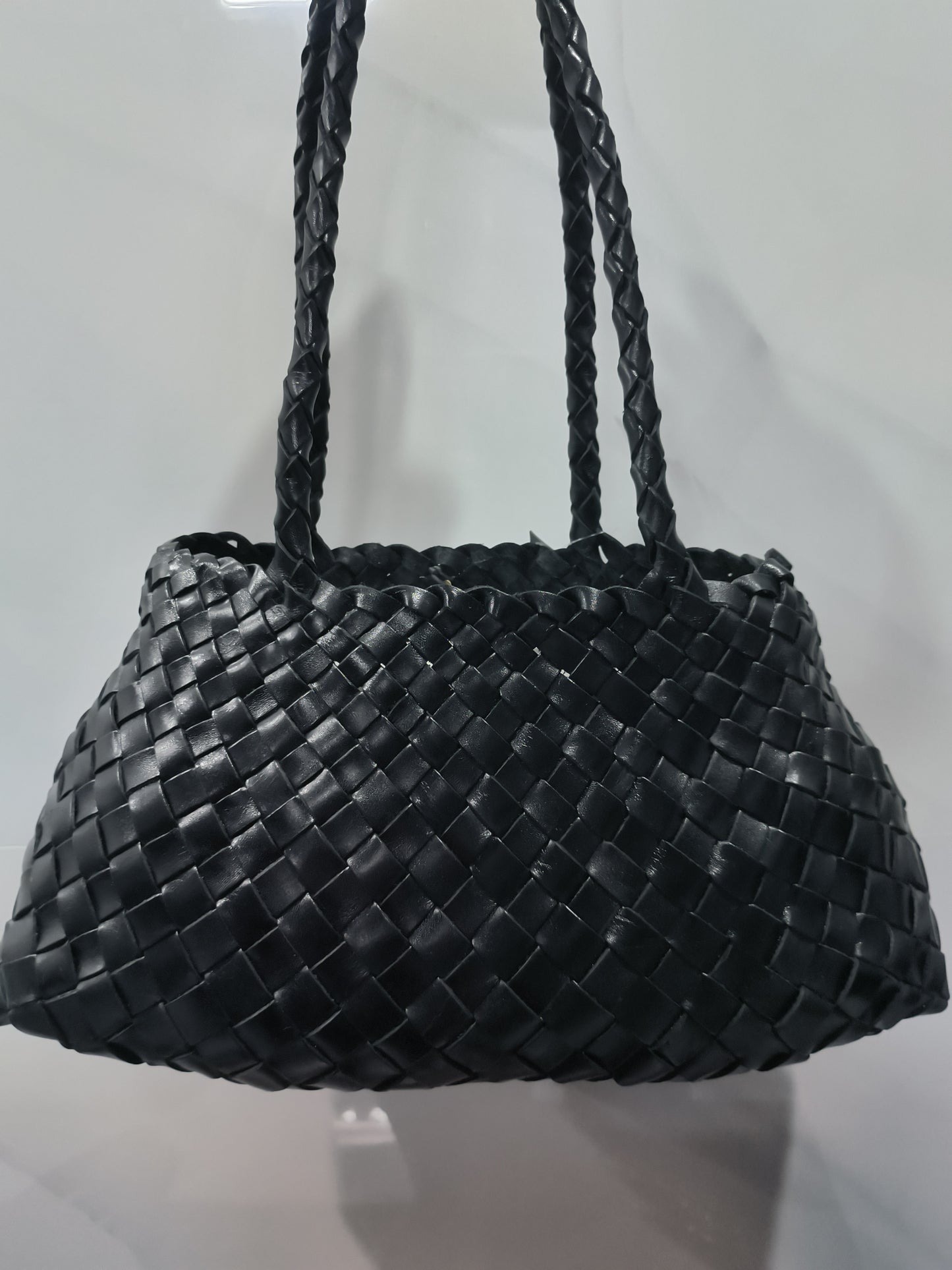 Opal (MEDIUM LONG HANDLES) - Handmade TOP LAYER cowhide leather woven shoulder tote bag with long handles