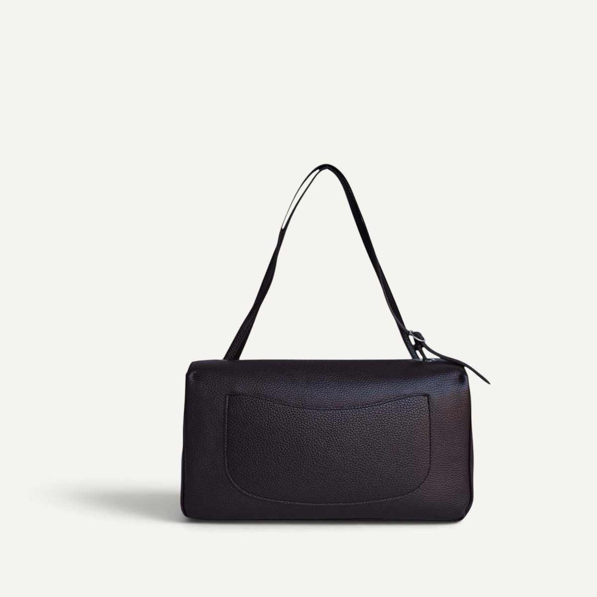 Fayecreations Eleanor Small black genuine leather shoulder bag with a rectangular silhouette and double straps.
