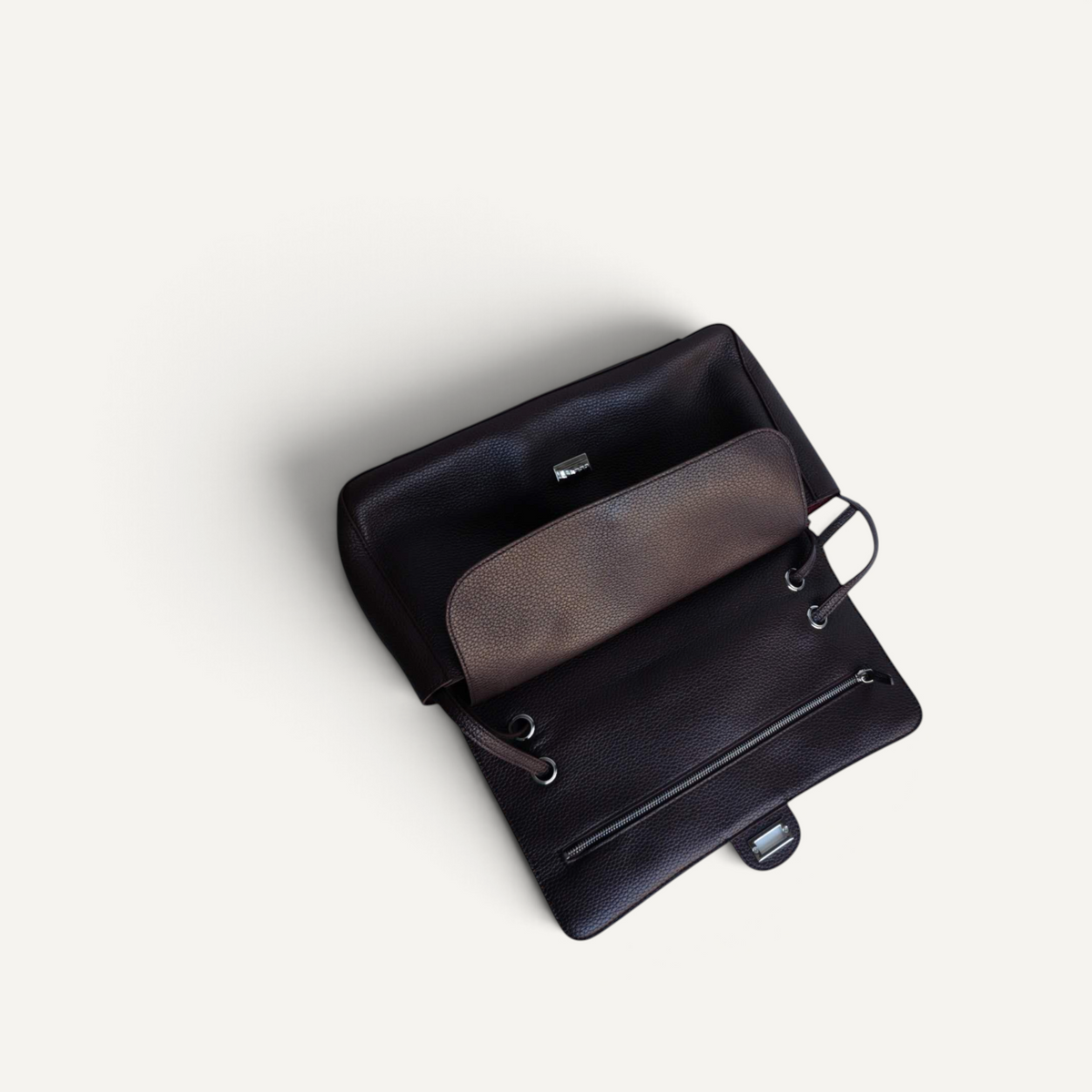 Fayecreations Eleanor small black leather shoulder bag with a turn-lock flap and silver hardware details.