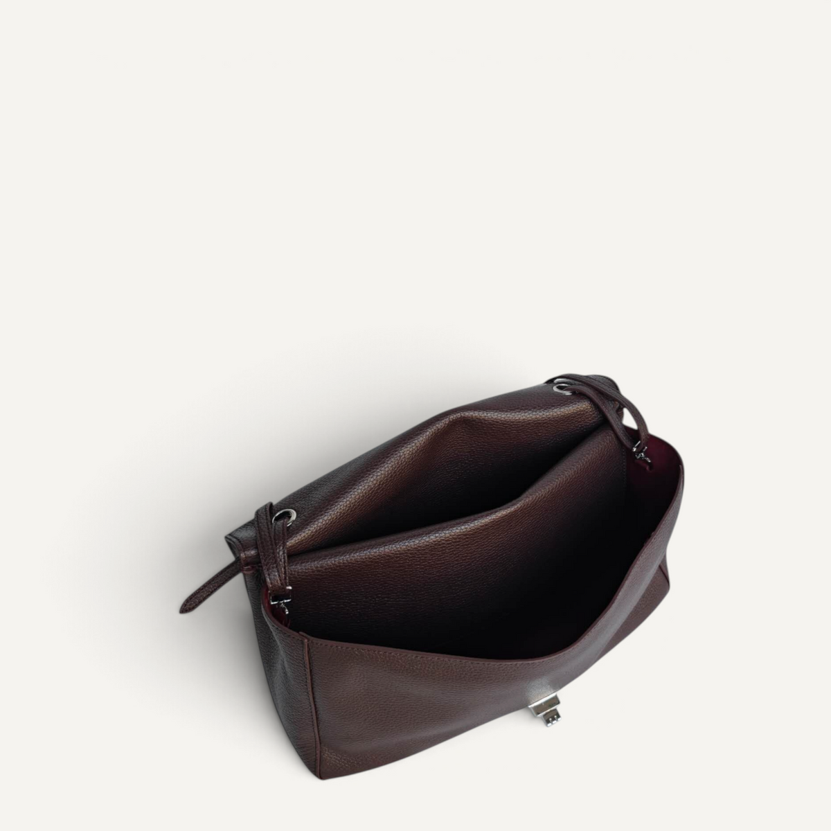 Fayecreations Eleanor small leather shoulder bag in dark red with a turn-lock flap and spacious interior compartment