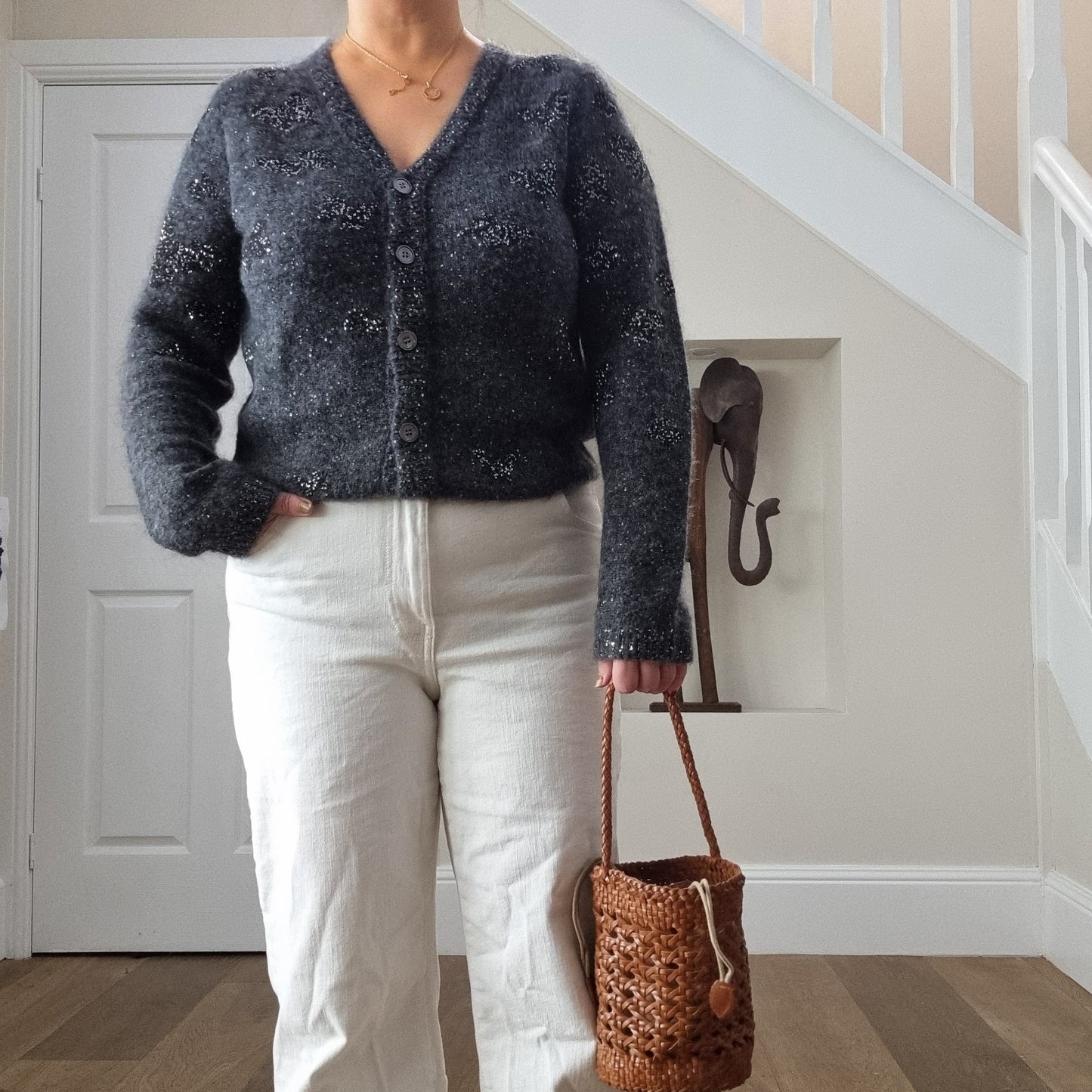Vera - Round Open Weave Tote  Bag