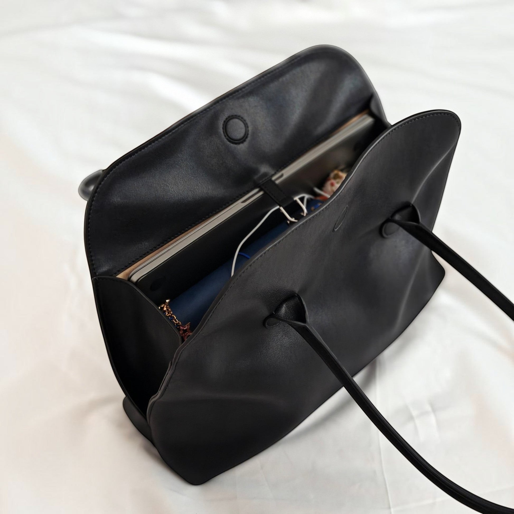 Black valentina work leather bag with 13inch laptop inside