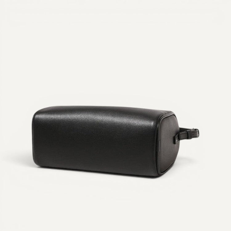 Black leather pouch on a white background