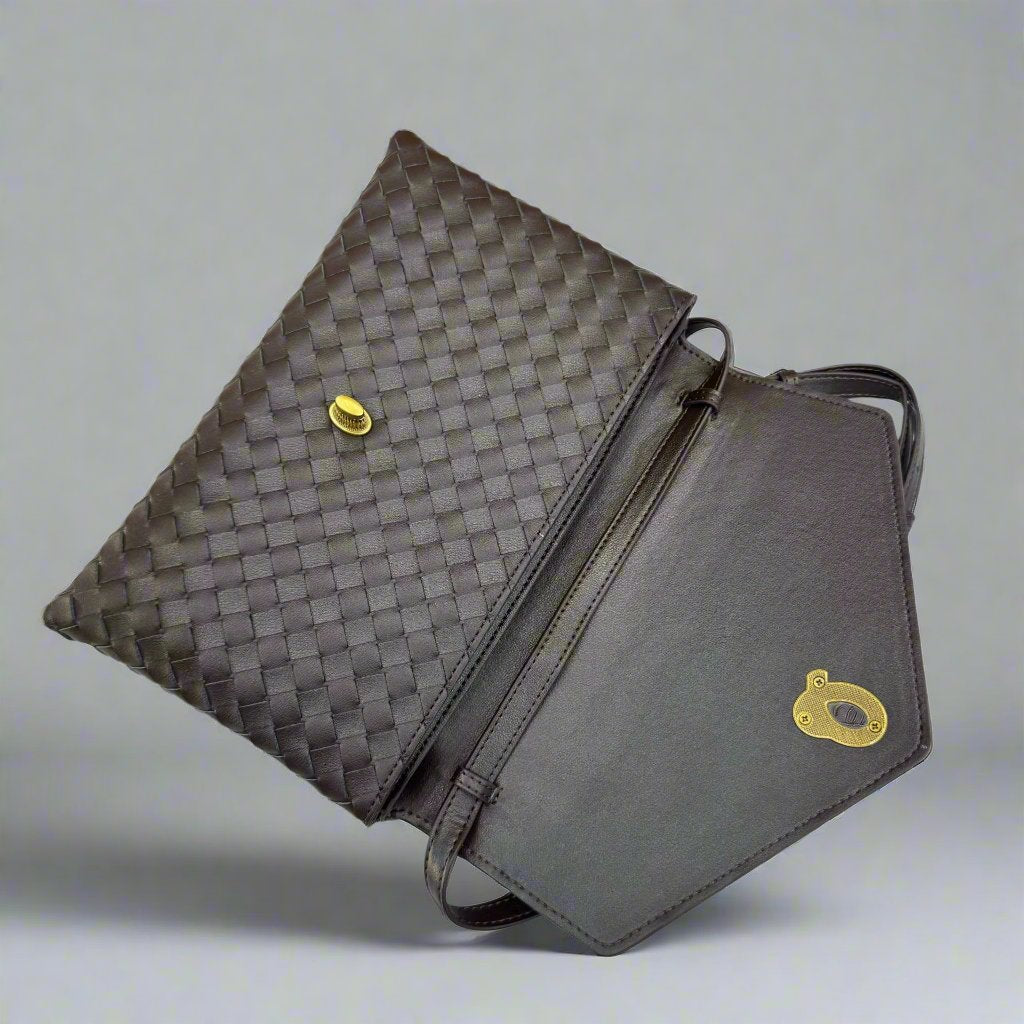 Friday - Crosswoven Leather Envelop Shoulder Bag – Dual Compartment