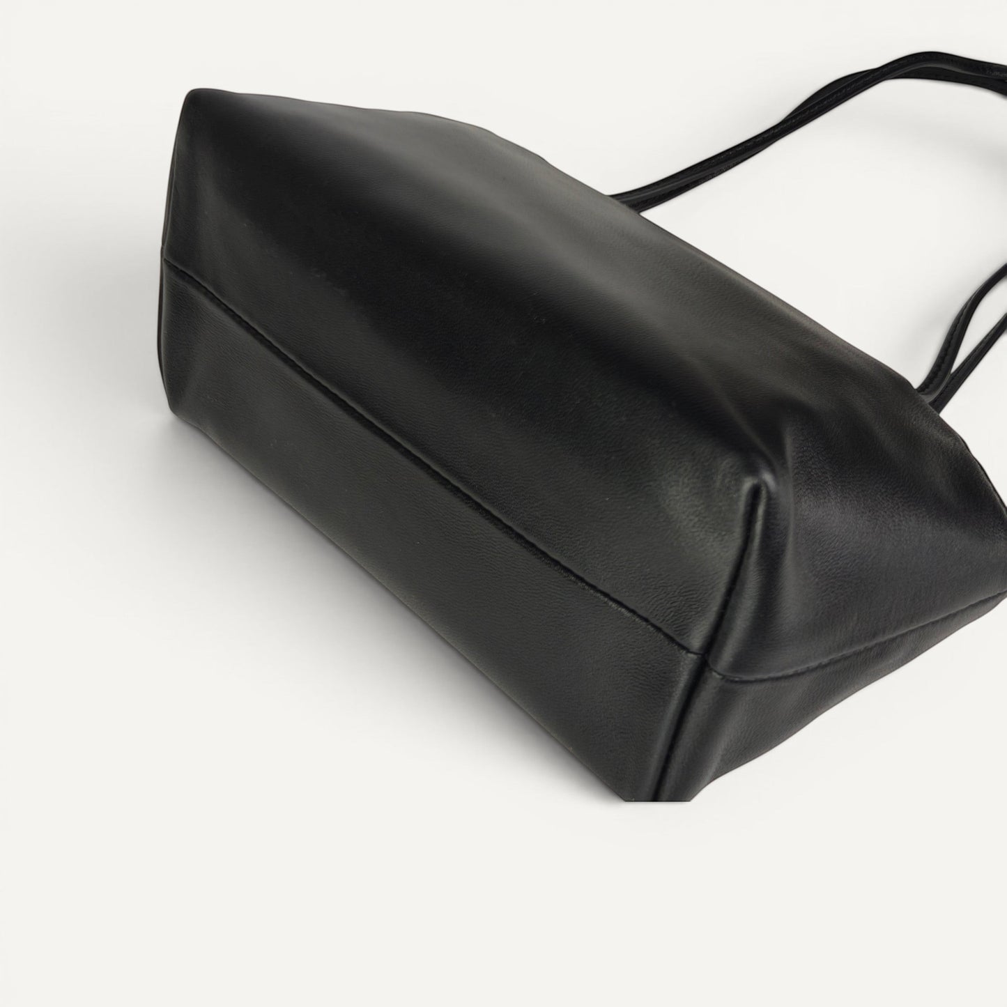 FayeCreations Thea black sheepskin shoulder bag bottom view in soft leather