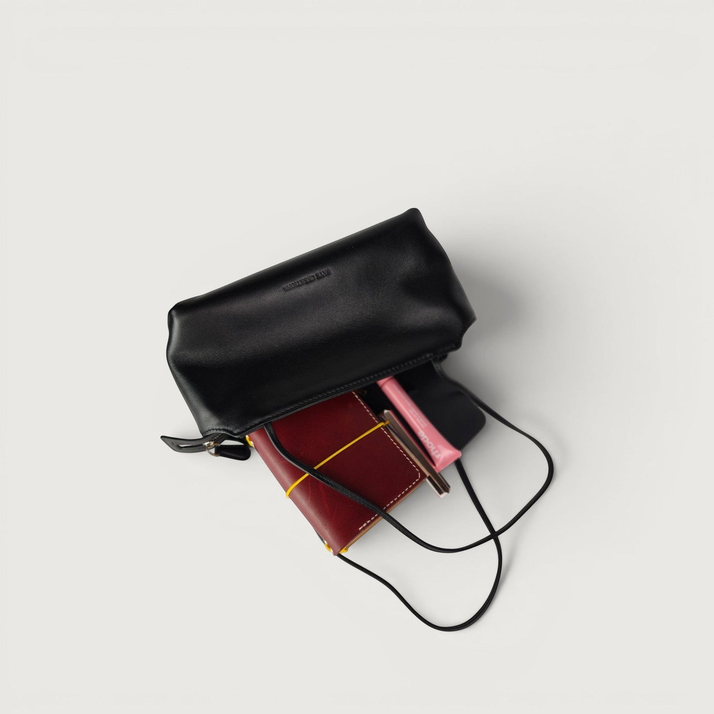 FayeCreations Thea black sheepskin shoulder bag with spacious interior for daily essentials