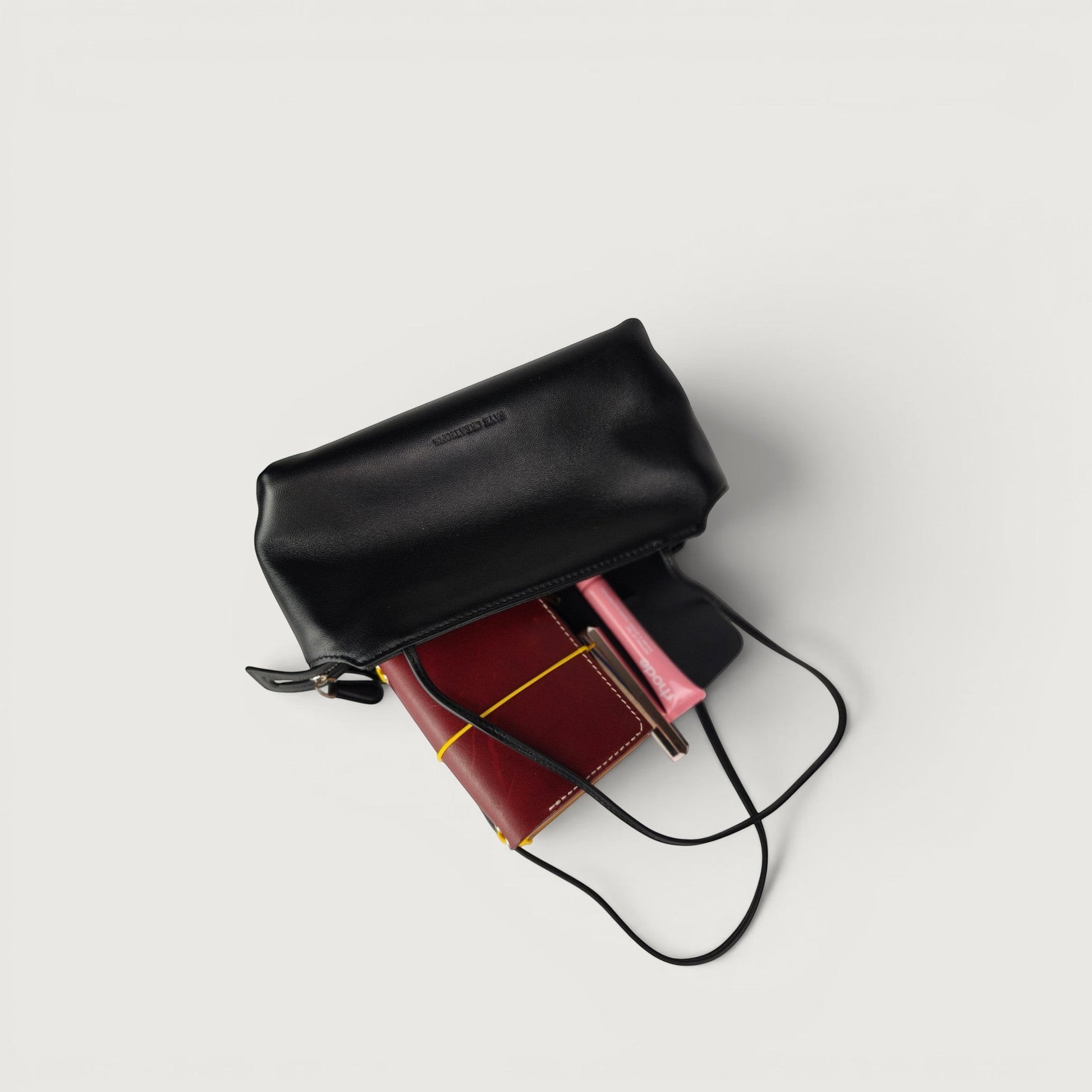 FayeCreations Thea black sheepskin shoulder bag with spacious interior for daily essentials