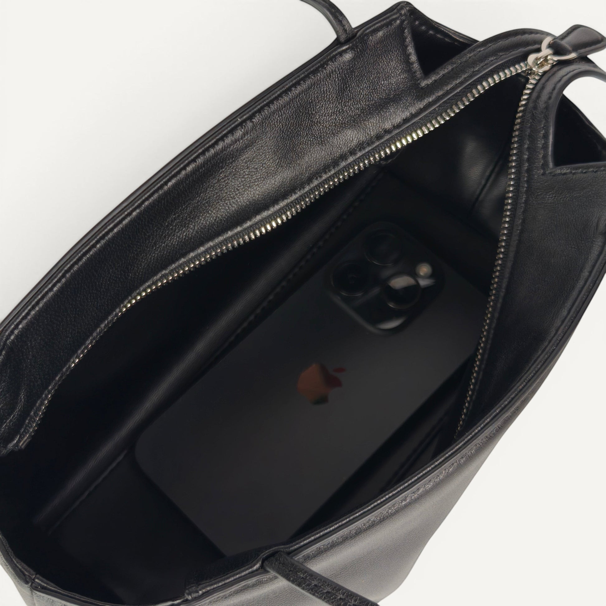 FayeCreations Thea black sheepskin shoulder bag fitting a phone inside
