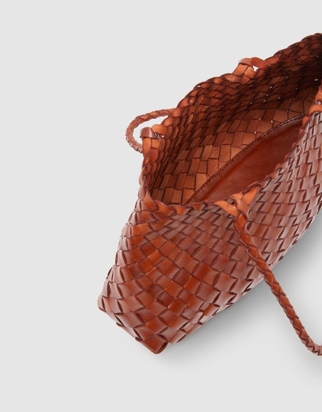 Opal (MEDIUM LONG HANDLES) - Handmade TOP LAYER cowhide leather woven shoulder tote bag with long handles