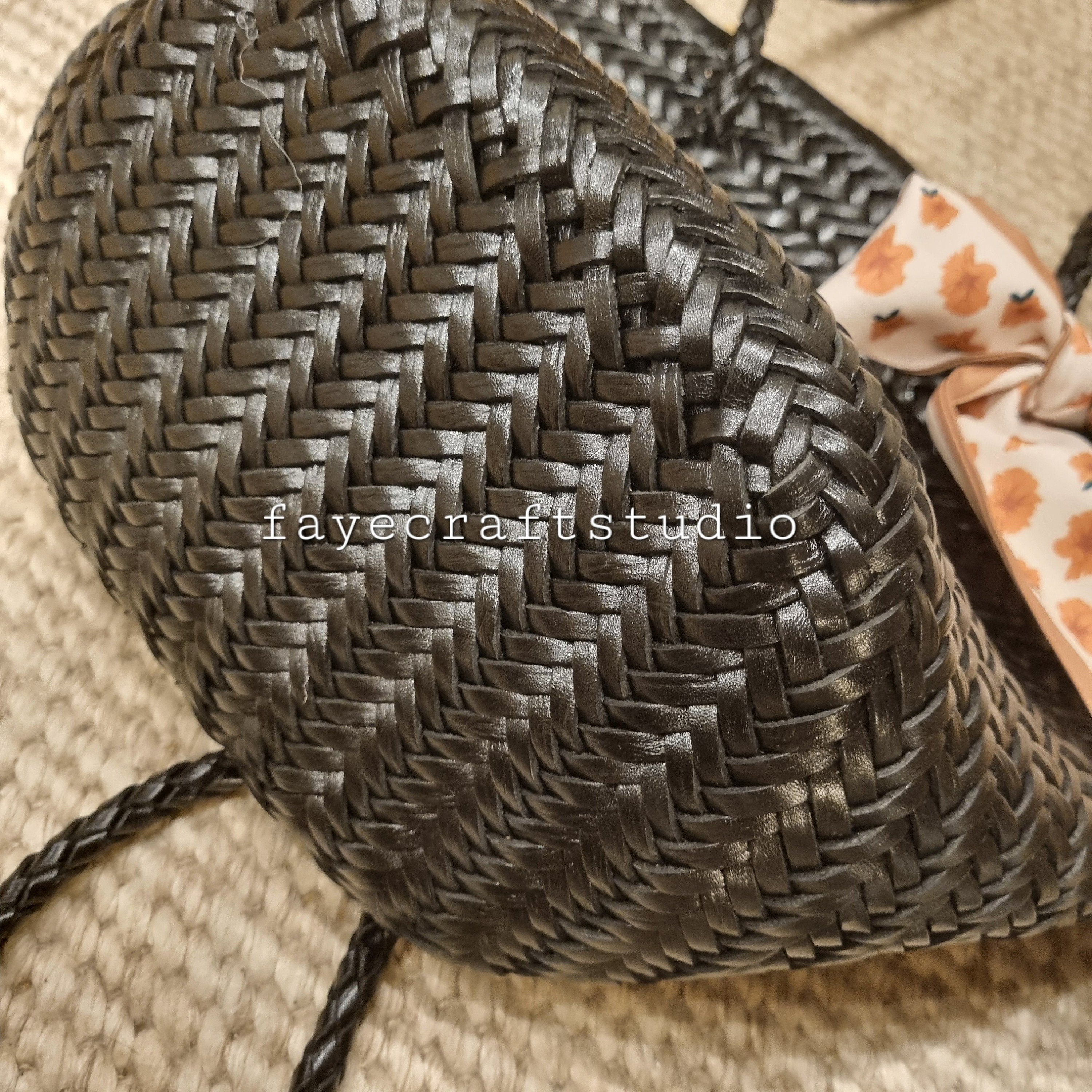Elsa - Handmade Retro Woven Leather Cowhide Basket Bag with