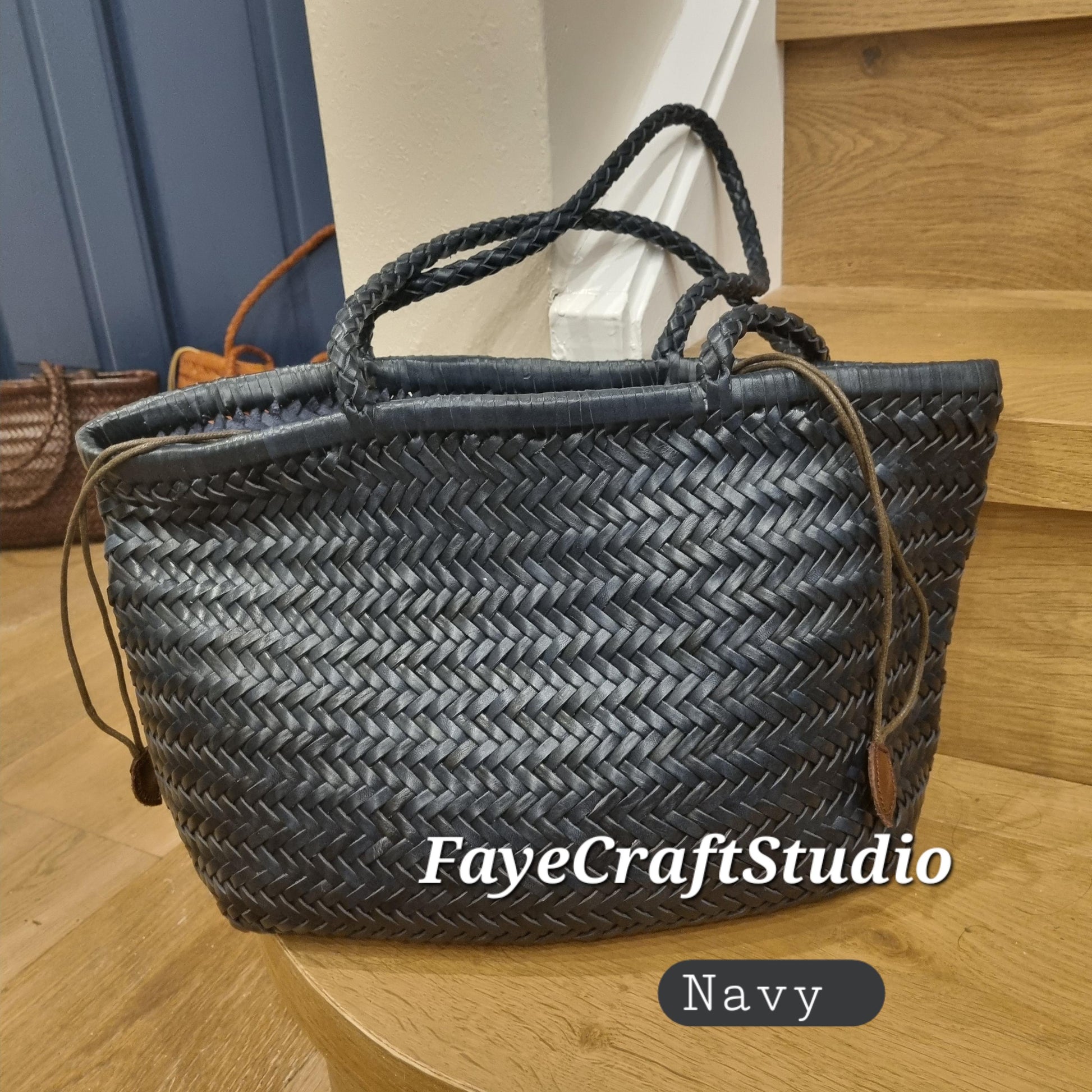 FayeCraftStudio handmade genuine TOP LAYER cowhide woven leather shoulder bag, Vegetable Basket, tote bag, everyday bag