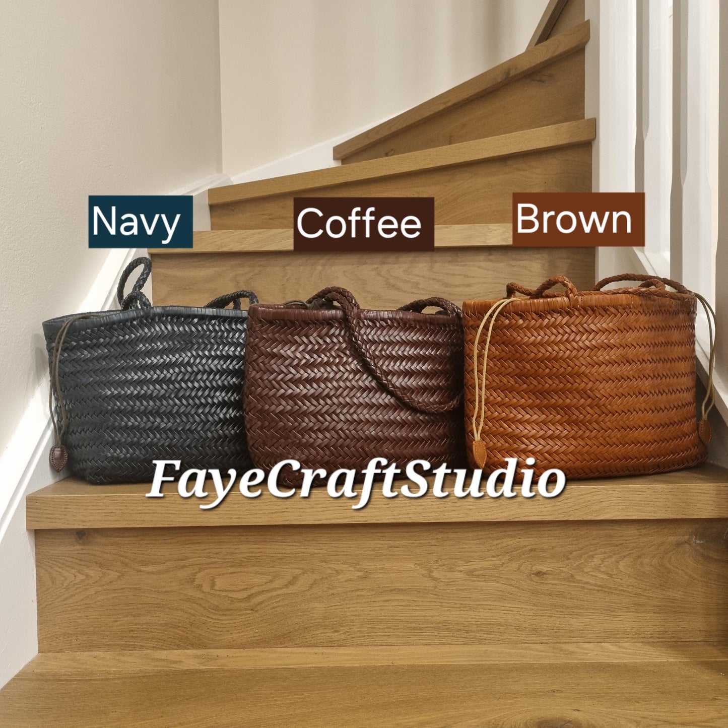 FayeCraftStudio handmade genuine TOP LAYER cowhide woven leather shoulder bag, Vegetable Basket, tote bag, everyday bag